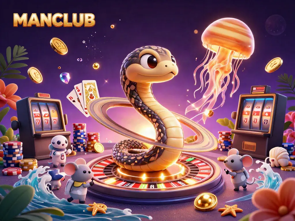 Engage in cosmic roulette and slots with MANCLUB's thrilling gaming scene packed with excitement.