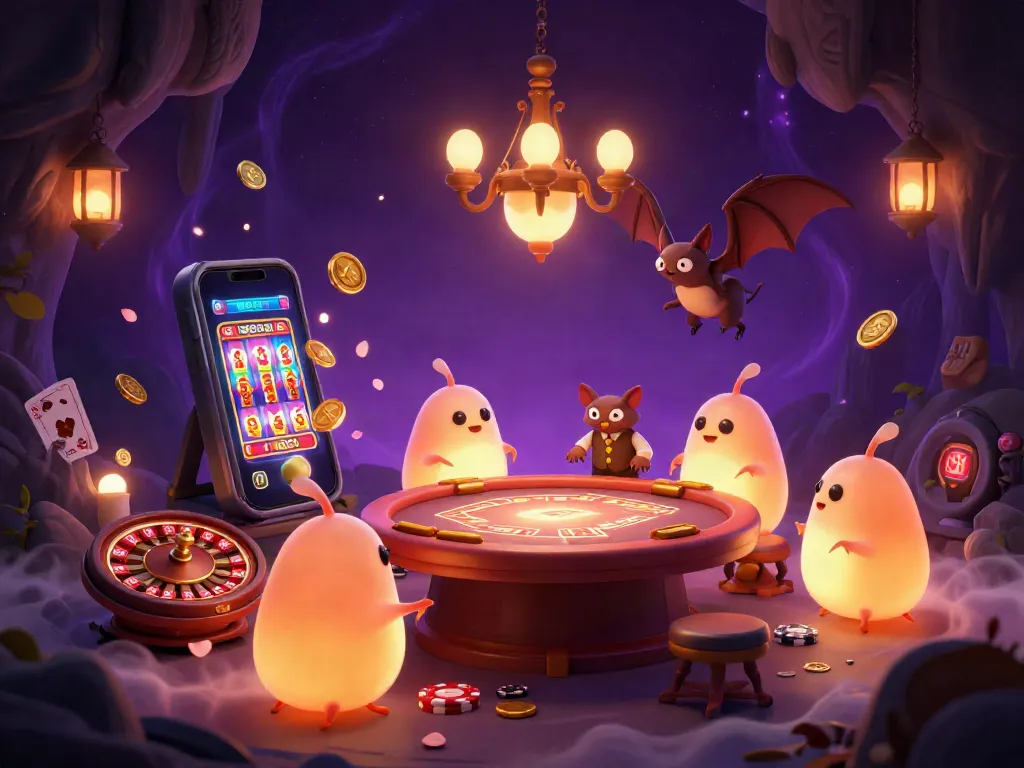 Experience the allure of MANCLUB's vibrant casino scene with bioluminescent glowworms and engaging game elements.