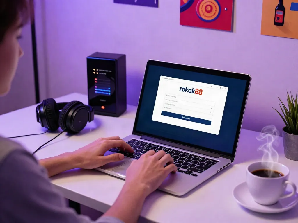 Engaging user experience with rokok88 login at stylish desk.