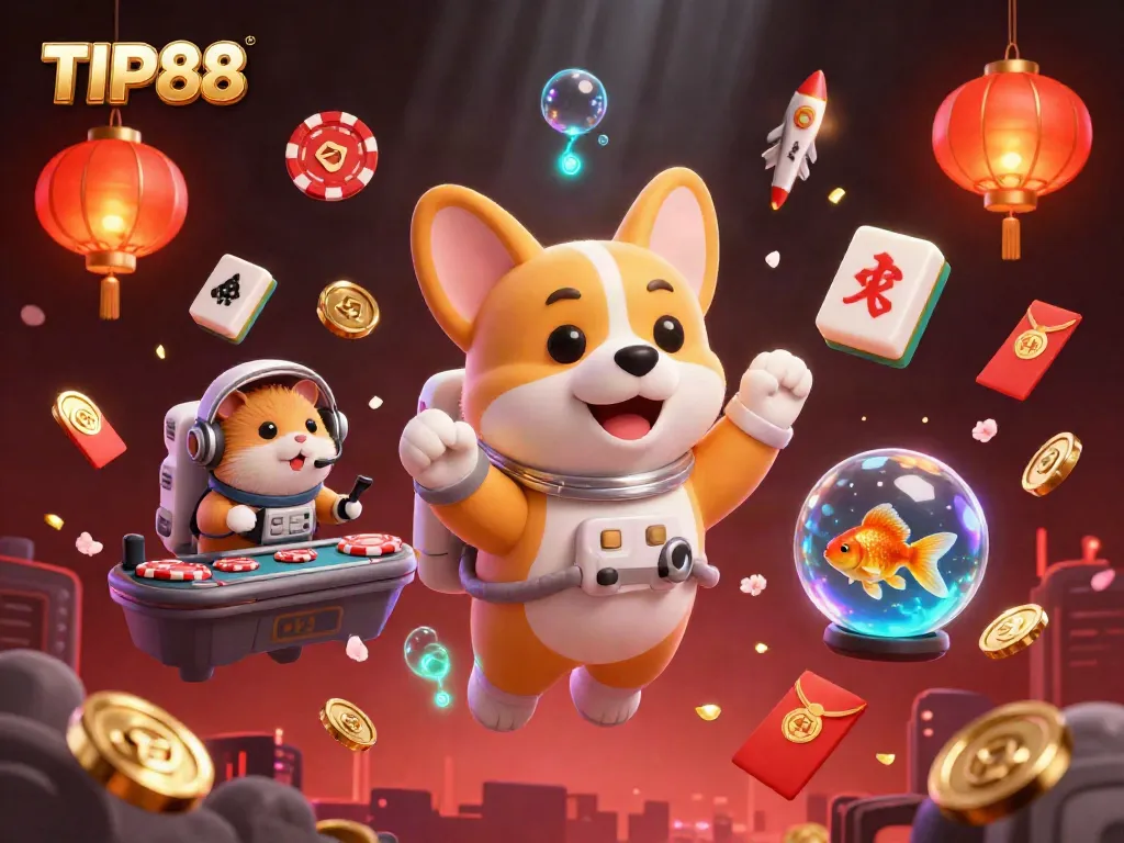 TIP88: Experience an exciting animated casino adventure in space with unique characters and vibrant elements.